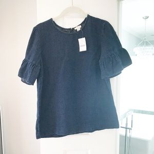 Jcrew chambray top with polka dots